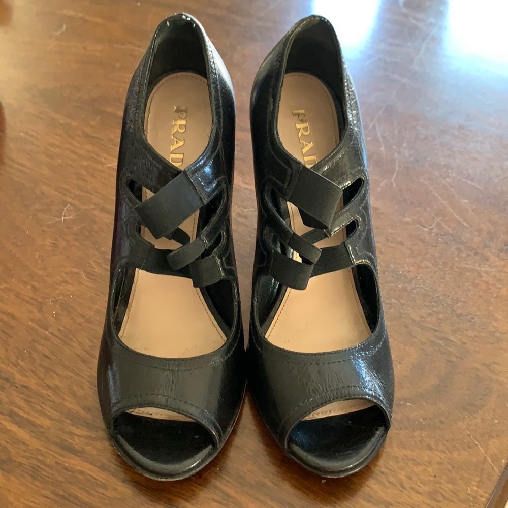 Prada black strapped heels